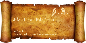Jálics Márta névjegykártya